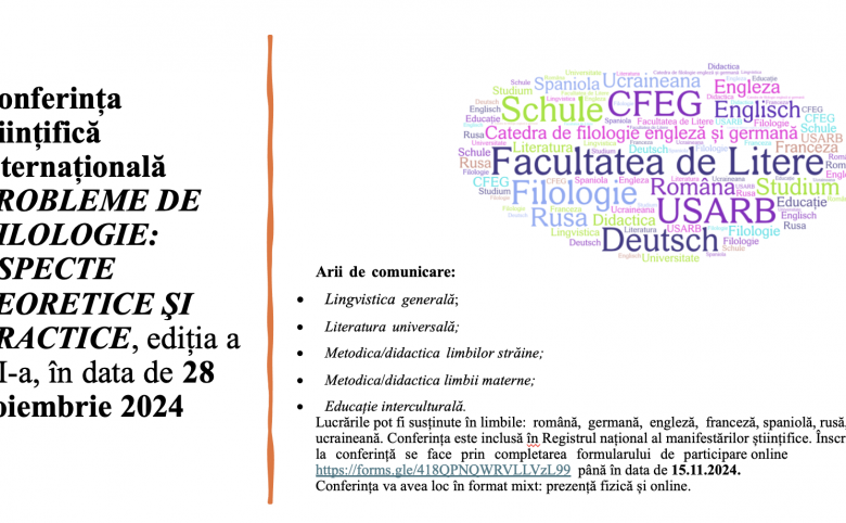 Conferința științifică internațională PROBLEME DE FILOLOGIE: ASPECTE TEORETICE ŞI PRACTICE, ediția a XI-a