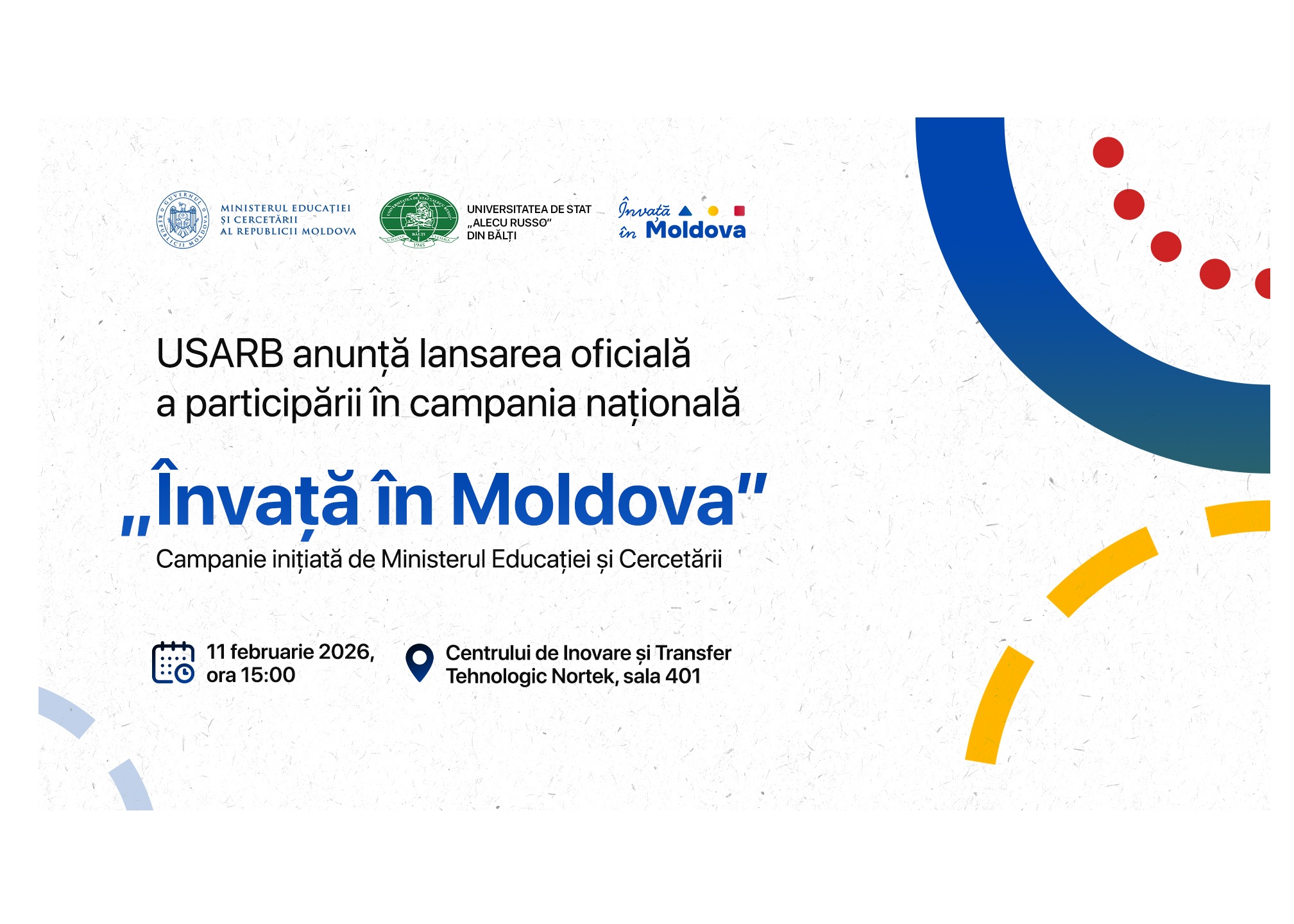 Lansarea oficială a participării în campania națională „Învață în Moldova” la USARB  