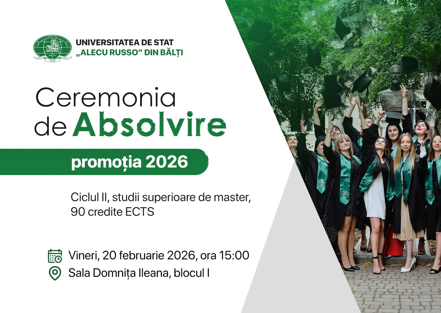 Festivitatea de absolvire a promoției 2025, ciclul II,  studii superioare de master, 90 credite ECTS.  